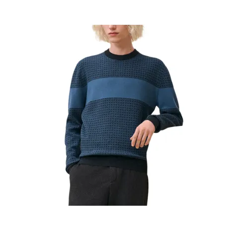 HERMES Свитер Мужской Синий Турмалин Золотой