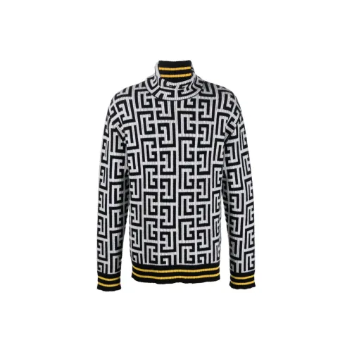 BALMAIN FW22 Свитер Мужской Черный Белый