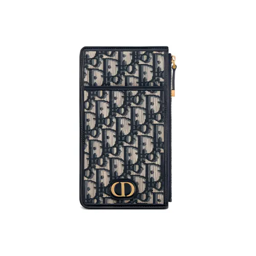 DIOR 30 Montaigne Холст Кожа Кошелек Унисекс Синий