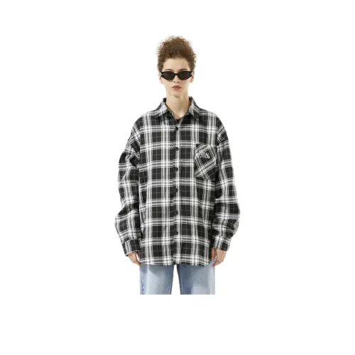 SIMPLE RIMLESS SRME Рубашка Унисекс Черный Белый Клетка