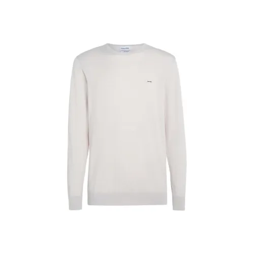 CALVIN KLEIN Хлопковый шелк JUMPER Свитер Мужской Экрю