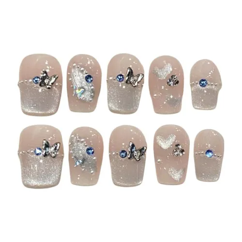 Yun Yue Joe Мята Сердце Nail Art Патч Съемный 15mm Короткий LADDER Мятно-зеленый Градиентный Coquette
