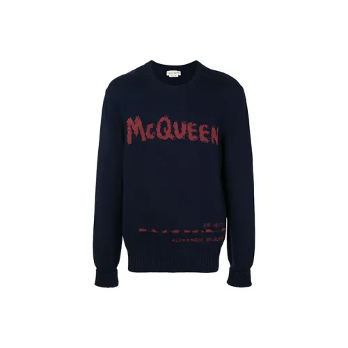 Alexander McQueen Темно-синие мужские свитеры
