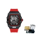 Чёрный корпус, красный ремешок