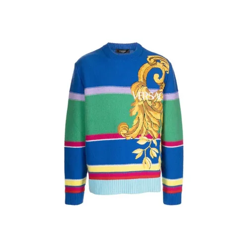 VERSACE Синий Мужской Кашемировый Свитер