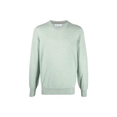 BRUNELLO CUCINELLI Кашемир Свитер Мужской Мятно-зеленый