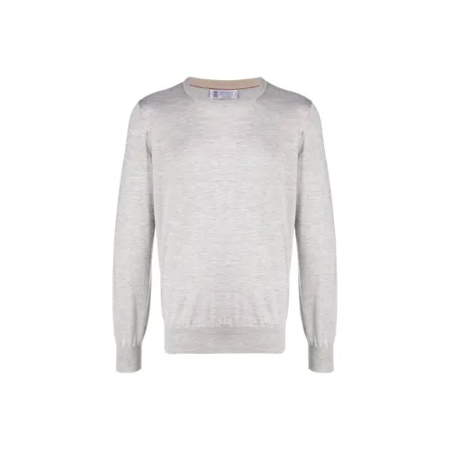 BRUNELLO CUCINELLI Серый Мужской Кашемировый Свитер