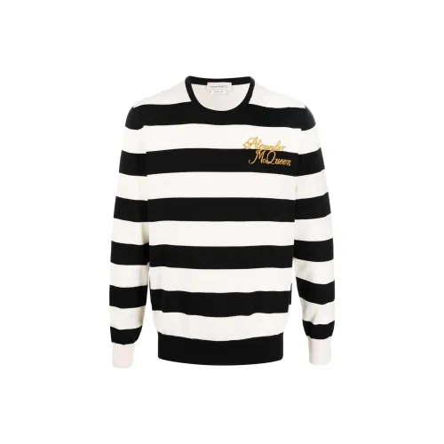 Alexander McQueen Черный Белый Мужские Свитера