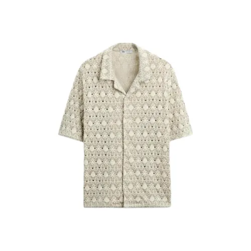 ZARA Телесный/Зеленый Мужские Рубашки