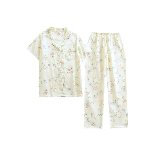 Sleep Светло-желтый Цветочный Женский Комплект пижам