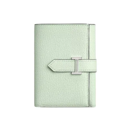 HERMES Bearn Mysore Шевро Кошелек Женские 0S Vert Fizz Пузырьковый зеленый