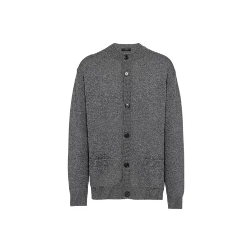 PRADA Сланцево-серый мужской кашемировый свитер