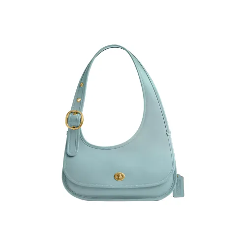 COACH Cashin Кожа Сумка через плечо Большая Женская Латунь и Светло-Синий