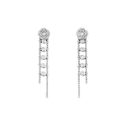 CHANEL Гибкие Серьги-трансформеры Bouton De Camélia Белое Золото 18 Карат, Бриллианты