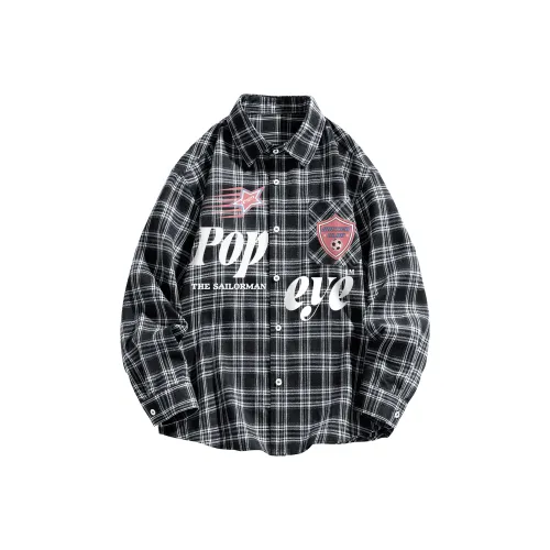 POPEYE Рубашка Унисекс Черно-белая Клетка