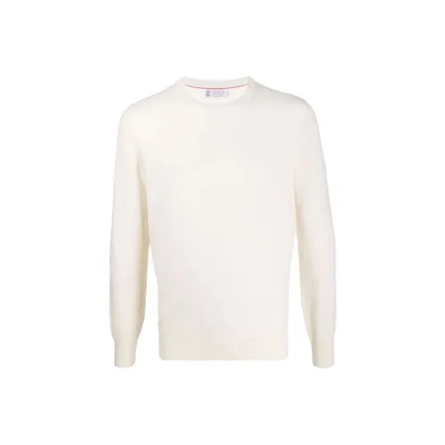 BRUNELLO CUCINELLI Белый Мужской Кашемировый Свитер