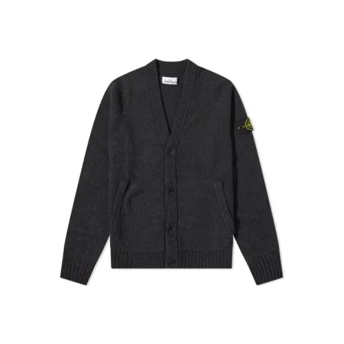 STONE ISLAND Темно-серые мужские свитеры