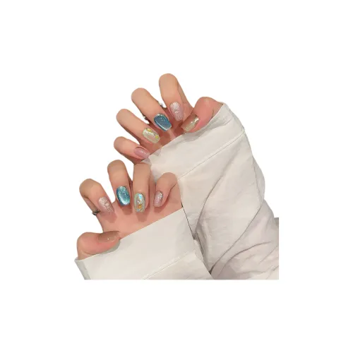 Yun Yue Joe Радужный Пузырьки Многоцветный Кошачий глаз Стеклянные бусины Роскошь False Nail Короткий LADDER Многоцветный Jump Цвет