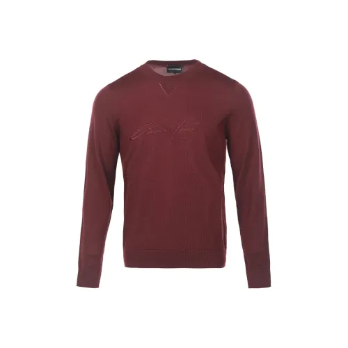 EMPORIO ARMANI Темно-красные мужские свитеры