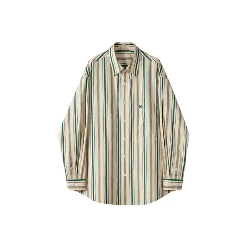 WILLIAM FOX SONS Рубашка Мужская Зеленые Полосы