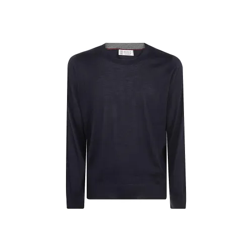 BRUNELLO CUCINELLI Темно-синие мужские свитеры