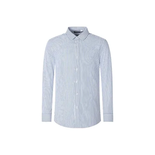 SHANSHAN Рубашка Мужская Темно-синяя Полосатая
