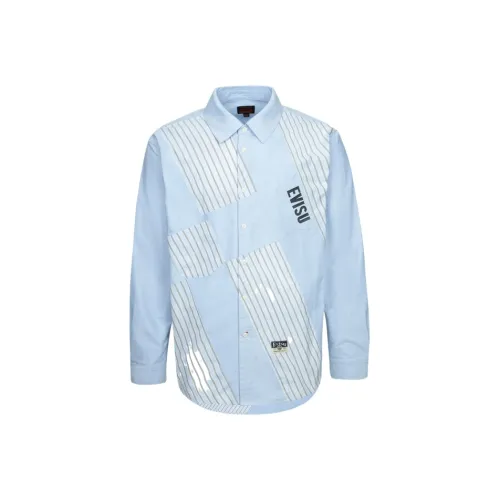 EVISU Повседневная рубашка мужская темно-синий полосы