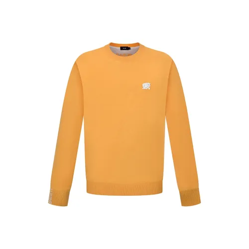RARE Круглый вырез Длинный рукав Свитер Мужской Оранжевый