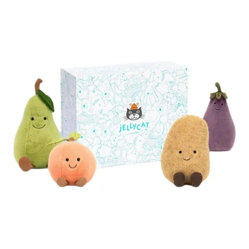 JELLYCAT Живой Картофель Веселье Груша Веселье Баклажан Веселье Двойной Лист Персик Куклы Плюшевая кукла 14 см 16 см 19 см 24 см Высота