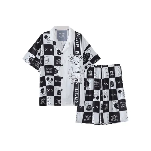 Пижамный комплект для мужчин черный и белый в клетку