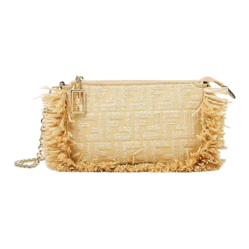 FENDI Baguette Хлопок Плечо Сумка Клатч Женский Бежевый