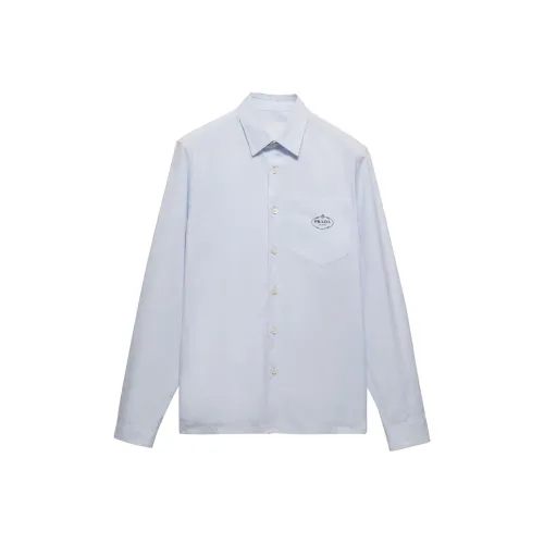 PRADA FW24 Рубашка Мужская Светло-Синяя