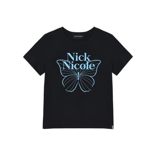 Nick & Nicole Черный Небесно-голубой Унисекс Т-рубашки