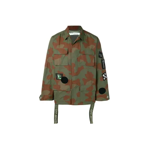 Off Белый Куртки и Пальто Мужской Камуфляж Зеленый