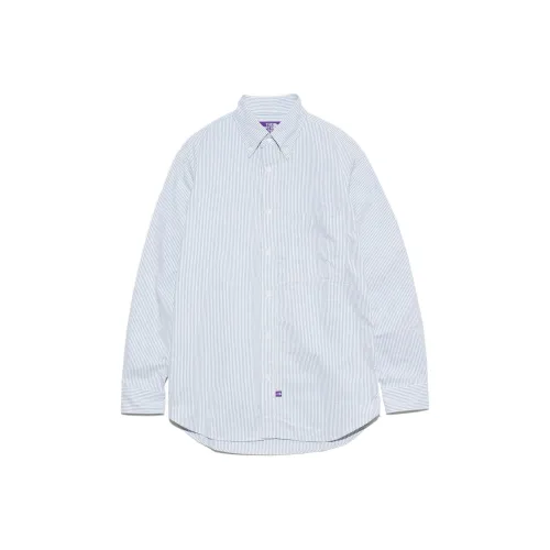 THE NORTH FACE PURPLE LABEL Пуговица Пуховые куртки Полосатый Field Рубашка Мужской Белый