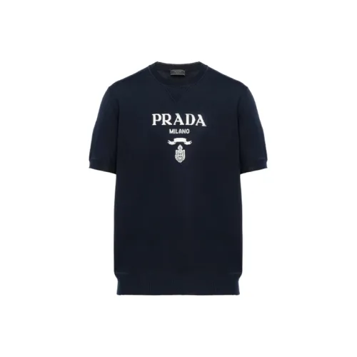 PRADA Синий Мужской Кашемировый Свитер