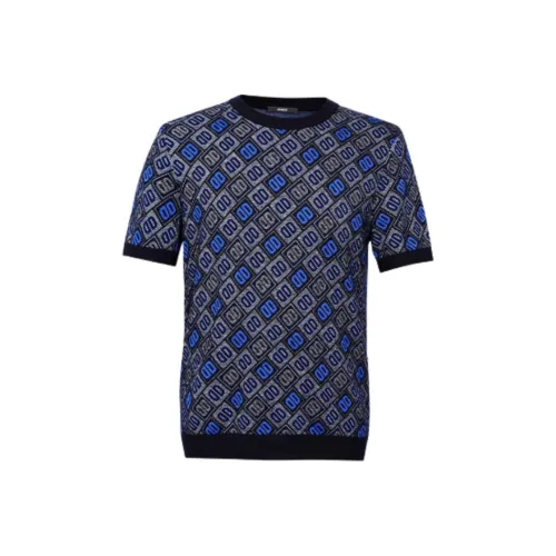 DIKENI Свитер Мужской Синий с Жаккард Узором