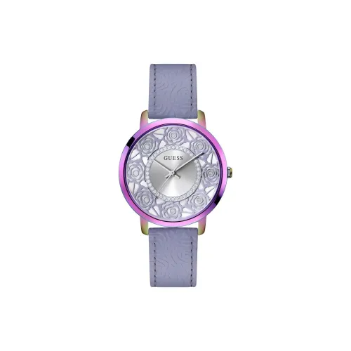 GUESS Наручные часы Кварцевый механизм Кожаный ремешок 40 мм Фиолетовый циферблат Женские часы