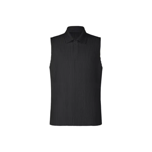 Homme Plissé Issey Miyake SS24 Поло Мужское Черное