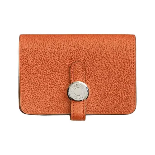 HERMES Dogon Коровья кожа Togo Держатель для карт Женские 93 Апельсин Оранжевый Hermes