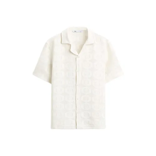 ZARA Морозный Белый Мужские Рубашки