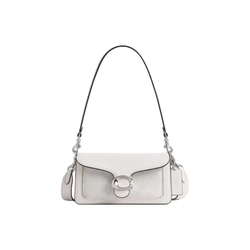 COACH Tabby Покрытый холст с телячьей кожей портативная сумка через плечо маленькая сумка женская белая