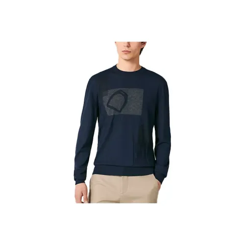 HERMES Темно-синие мужские свитеры