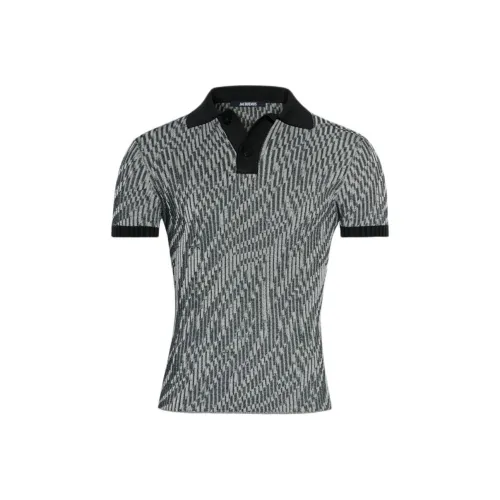 Jacquemus FW24 Зебра KNIT Поло Мужское Черный Белый Зебра