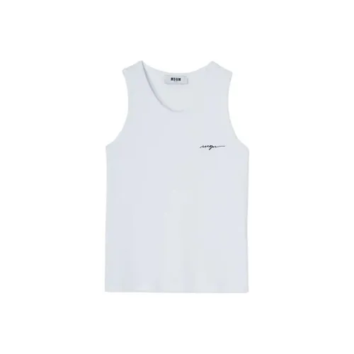 MSGM Ткань в рубчик Джерси Топ с вышитым кистевым логотипом Мужской Белый