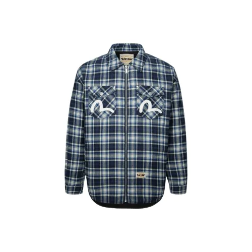 EVISU Мужские рубашки в синем клетчатом принте