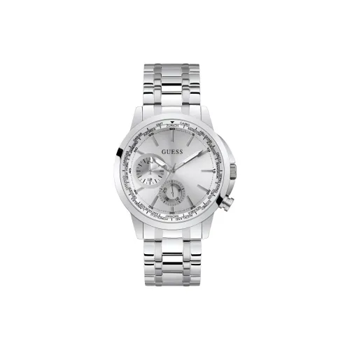 GUESS Spec Collection Мужские часы Кварцевый механизм Ремешок из нержавеющей стали 44 мм Серебристый циферблат