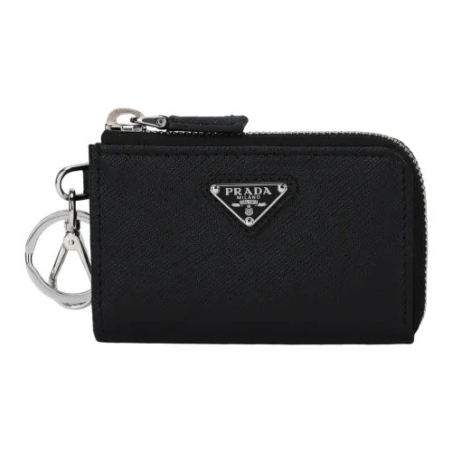 PRADA Saffiano кожа Key Pouch женский черный