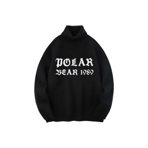 POLAR BEAR Модный Свободный крой Утолщенная водолазка Тяжелый трикотаж Унисекс
