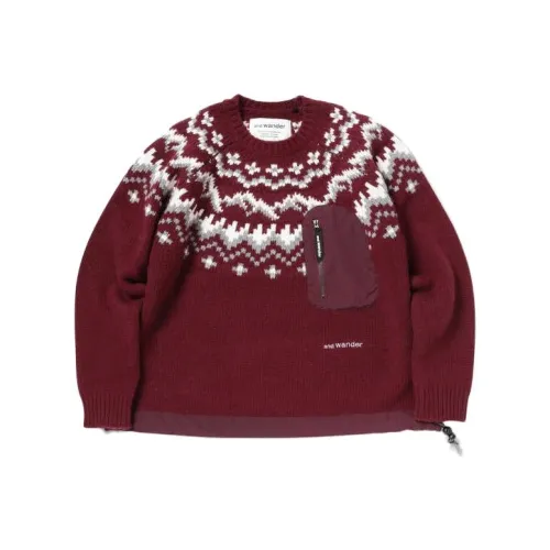 And Wander Red Unisex Свитеры